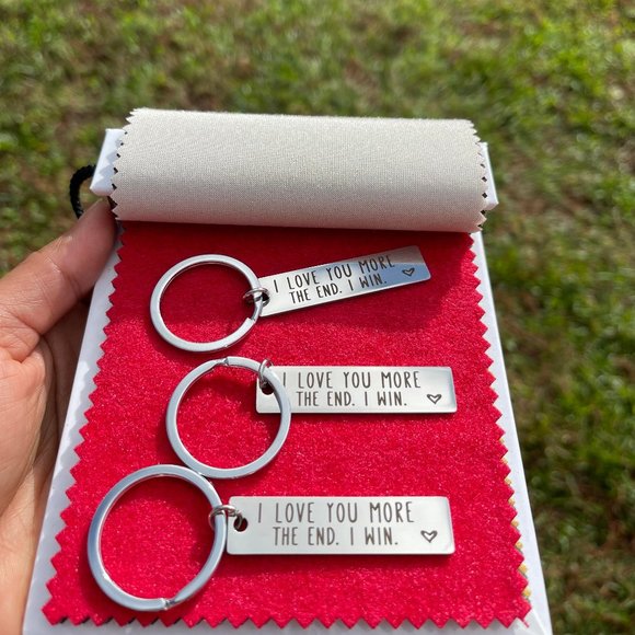 FLAPI 3 pcs Stainless Steel I love you more The End I win keychain - Picture 2 of 2